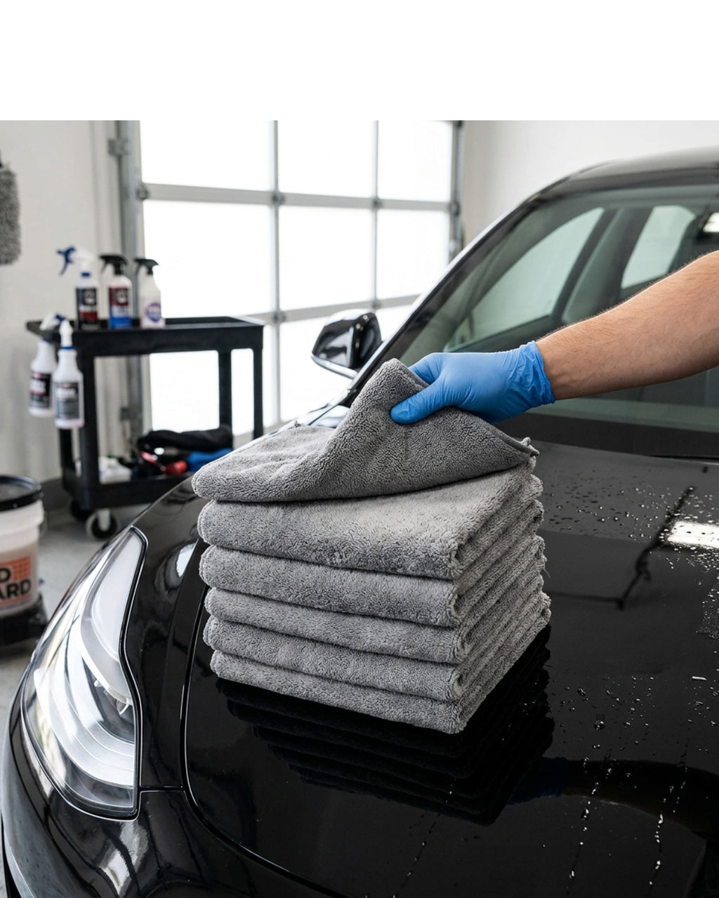 Homyis Plush Microfiber Car Wash Towel Gray 6 Pack