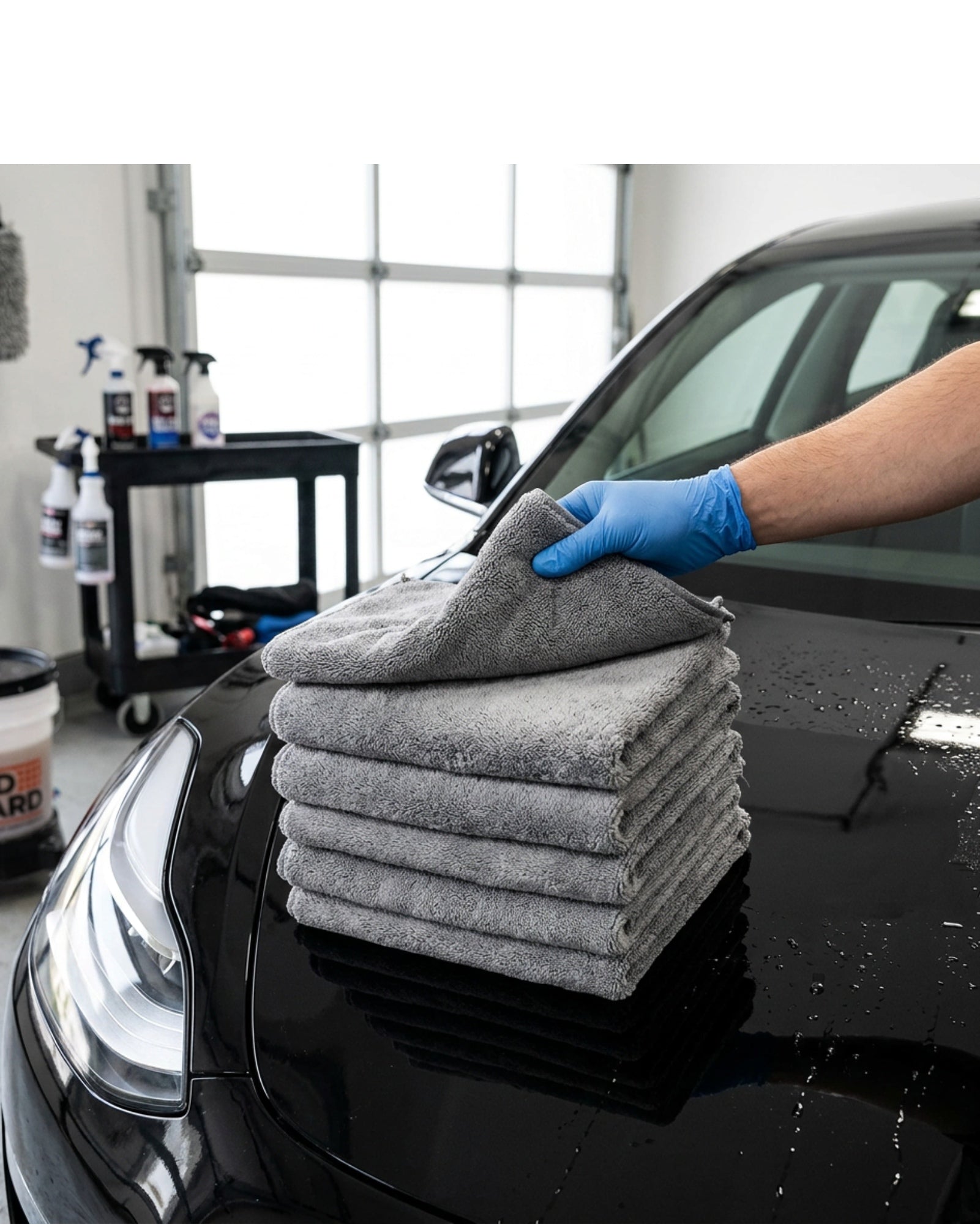 Homyis Plush Microfiber Car Wash Towel Gray 6 Pack