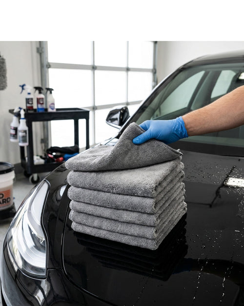 Homyis Plush Microfiber Car Wash Towel Gray 6 Pack