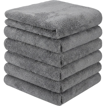 Homyis Plush Microfiber Car Wash Towel Gray 6 Pack
