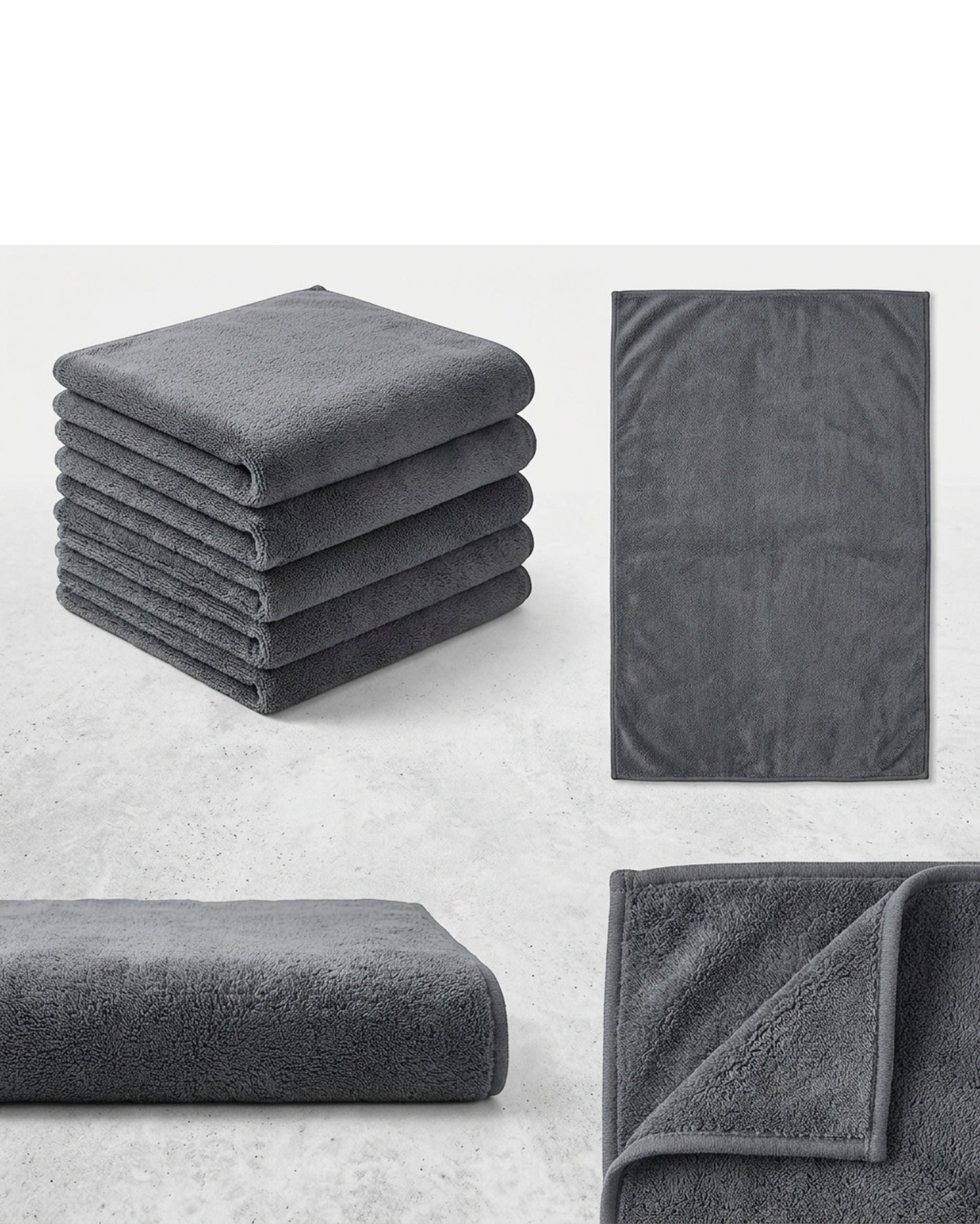 Homyis Plush Microfiber Car Wash Towel Gray 6 Pack