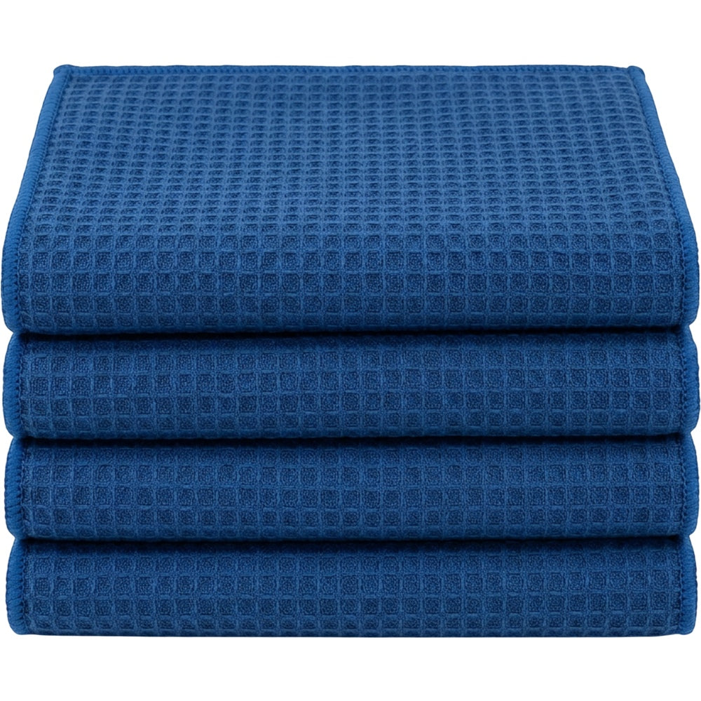 Homyis Waffle Weave Glass Drying Cloth Blue 4 Pack