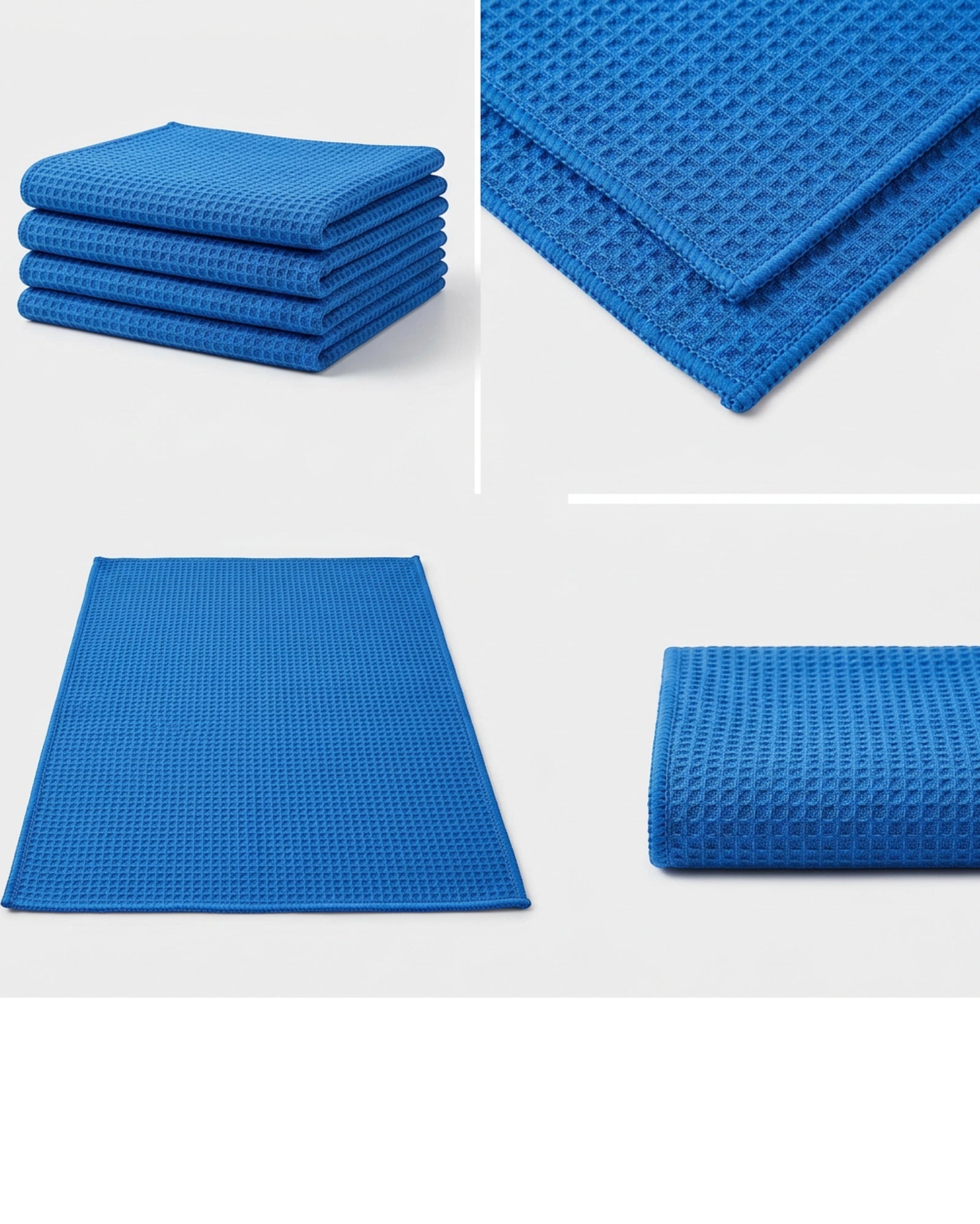 Homyis Waffle Weave Glass Drying Cloth Blue 4 Pack